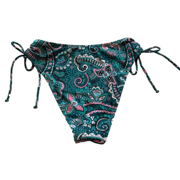 Cupshe Blue Pink Paisley High Waist Side Ties Cheeky Bikini Bottom Small NWT - Picture 5 of 10